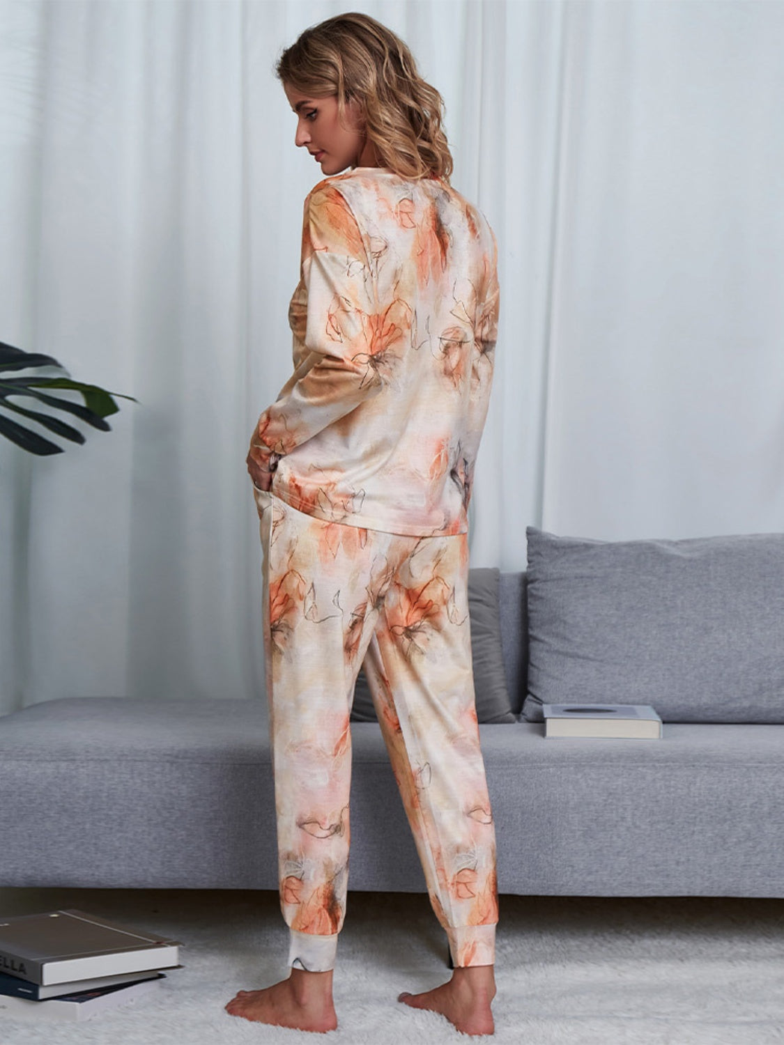 Tie-Dye Round Neck Top and Pants Lounge Set - Flyclothing LLC