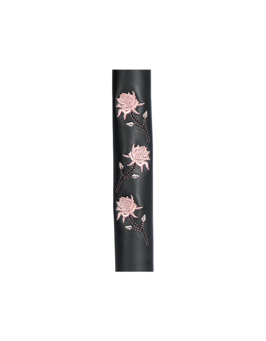 Unik International Cowhide 8" Hair Accessory with Pink Rose Design