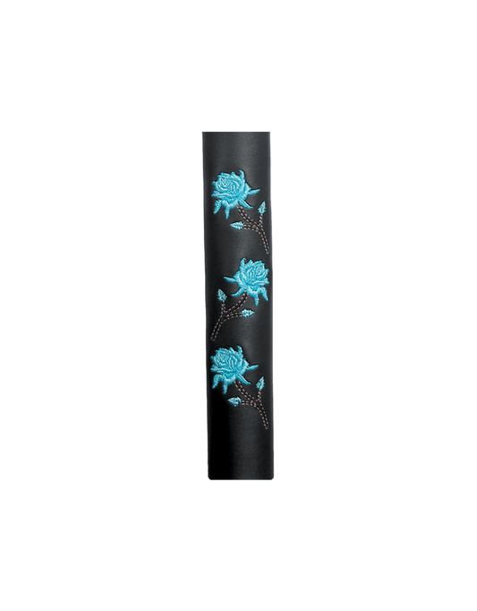 Unik International Cowhide 8" Hair Accessory with Teal Rose Design