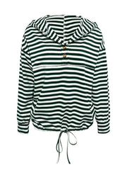 Drawstring Striped Long Sleeve Hoodie - Trendsi