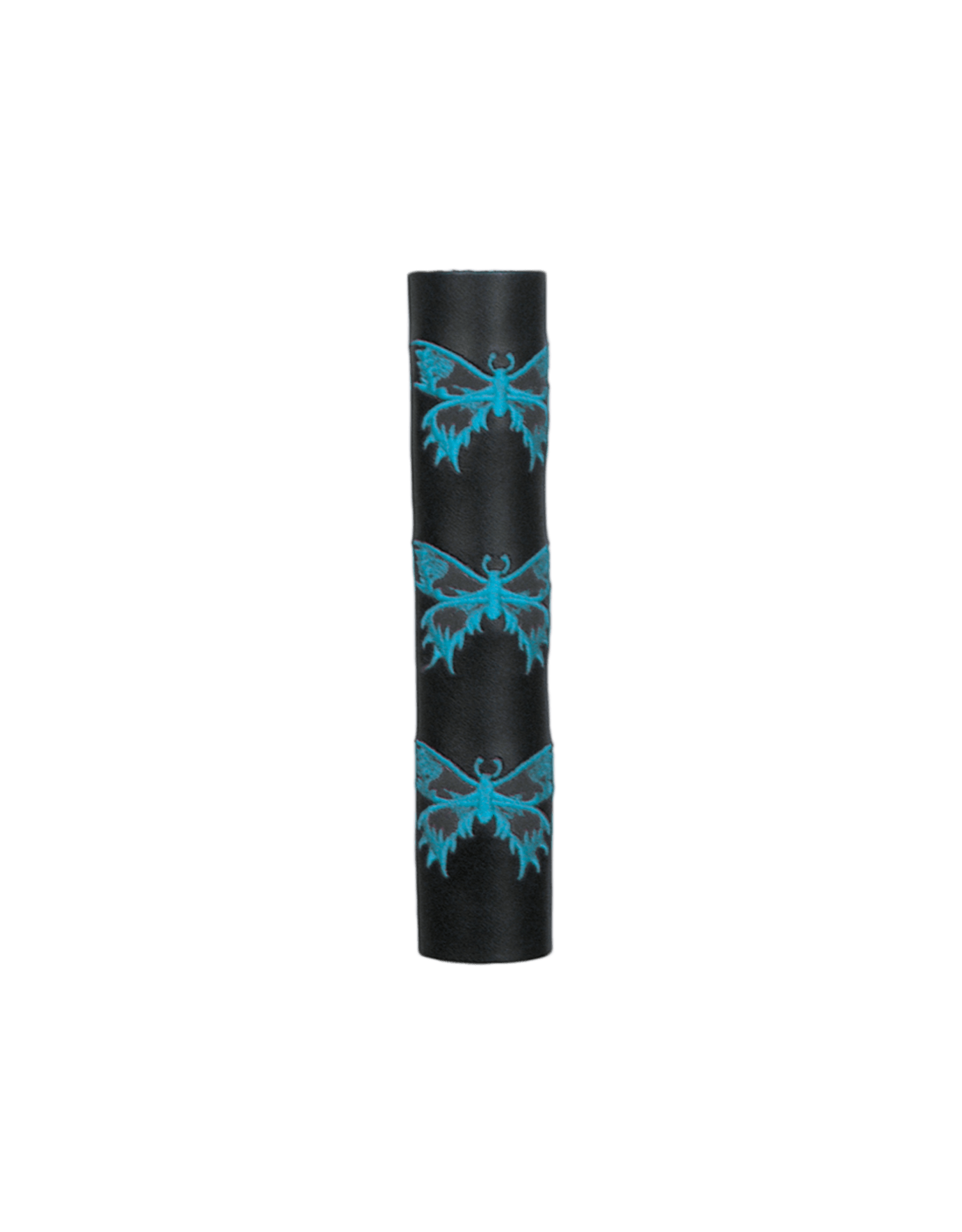 Unik International Cowhide 8" Hair Accessory with Teal Butterfly Design