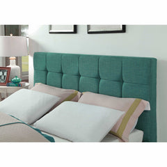 California King Blue Modern Upholstered Square Stitched Platform Bed - Homeroots