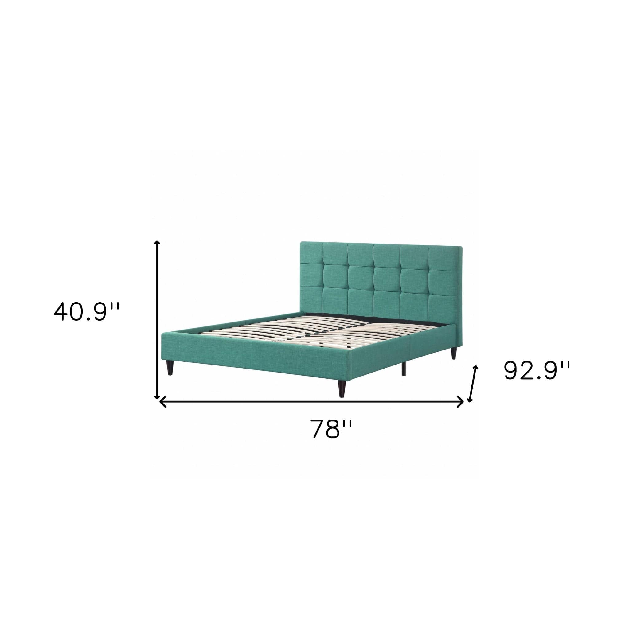 California King Blue Modern Upholstered Square Stitched Platform Bed - Homeroots