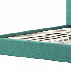 California King Blue Modern Upholstered Square Stitched Platform Bed - Homeroots