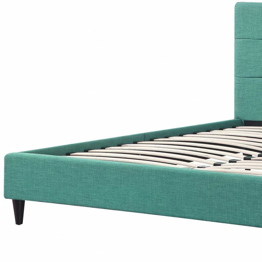 California King Blue Modern Upholstered Square Stitched Platform Bed - Homeroots