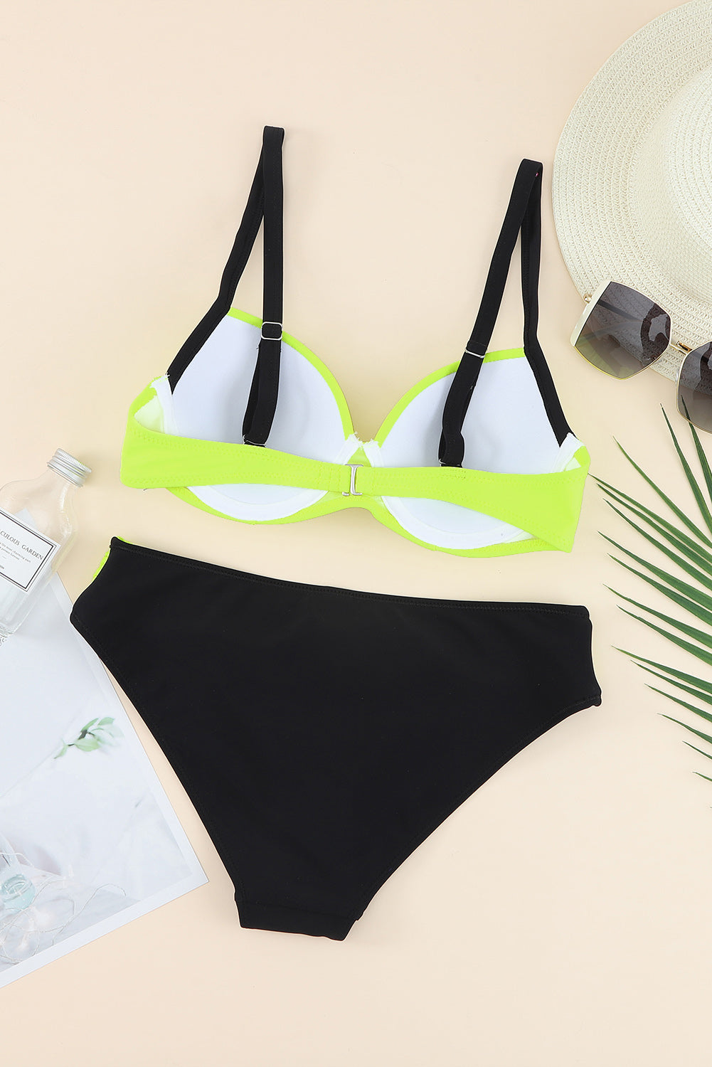 Contrast Sweetheart Neck Bikini Set - Flyclothing LLC