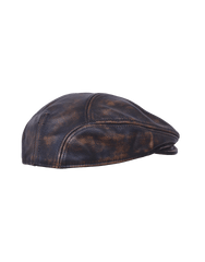 Unik International Mens Brown Cowhide Ascot Cap