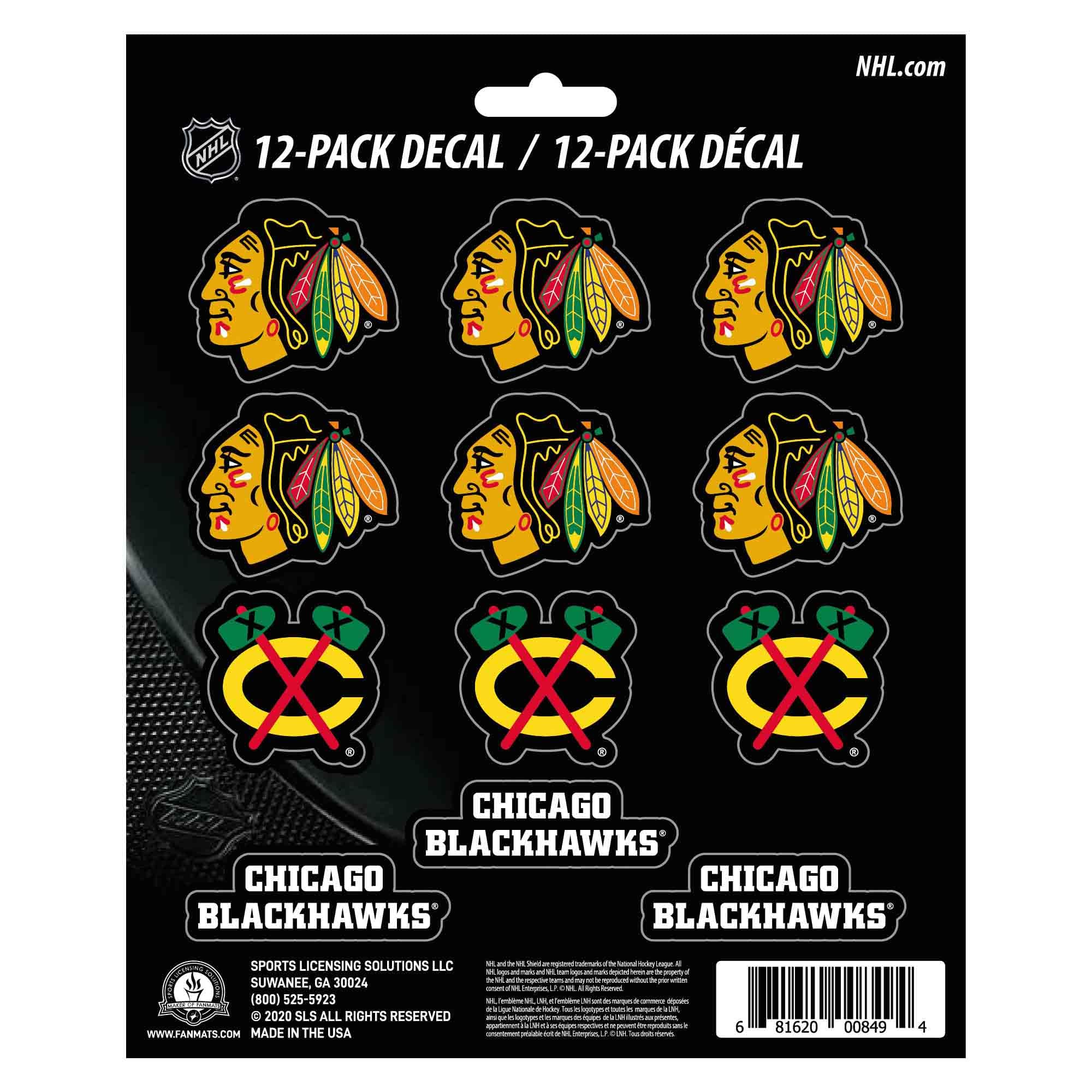 Chicago Blackhawks 12 Count Mini Decal Sticker Pack - Chicago Blackhawks