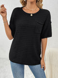 Round Neck Half Sleeve Knit Top - Flyclothing LLC