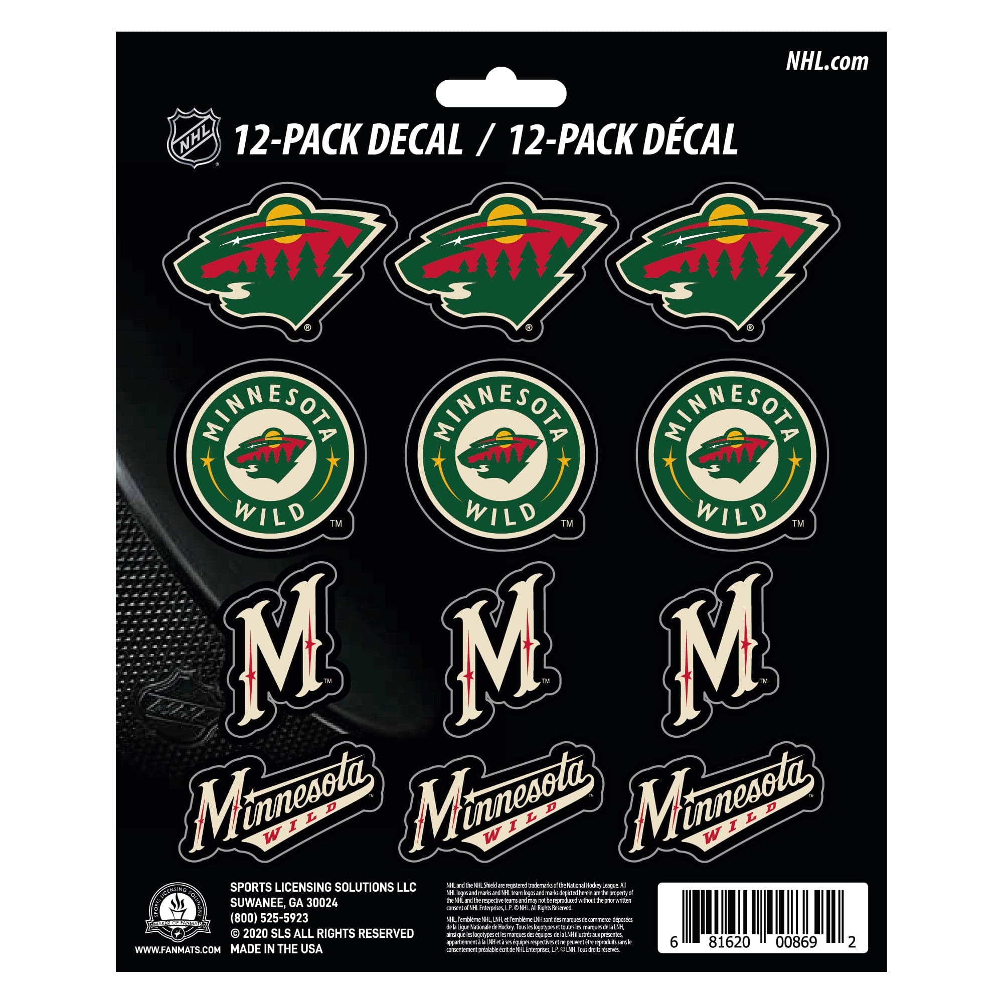 Minnesota Wild 12 Count Mini Decal Sticker Pack