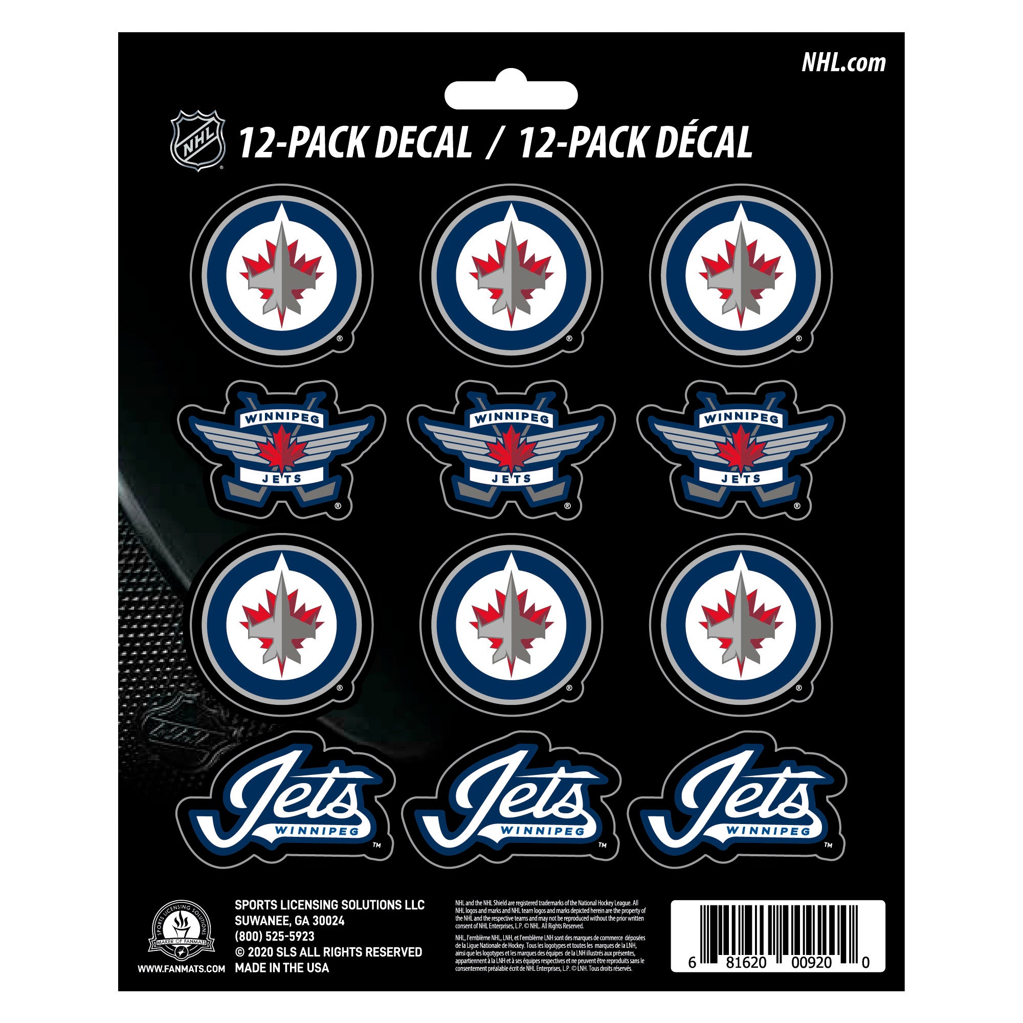 Winnipeg Jets 12 Count Mini Decal Sticker Pack