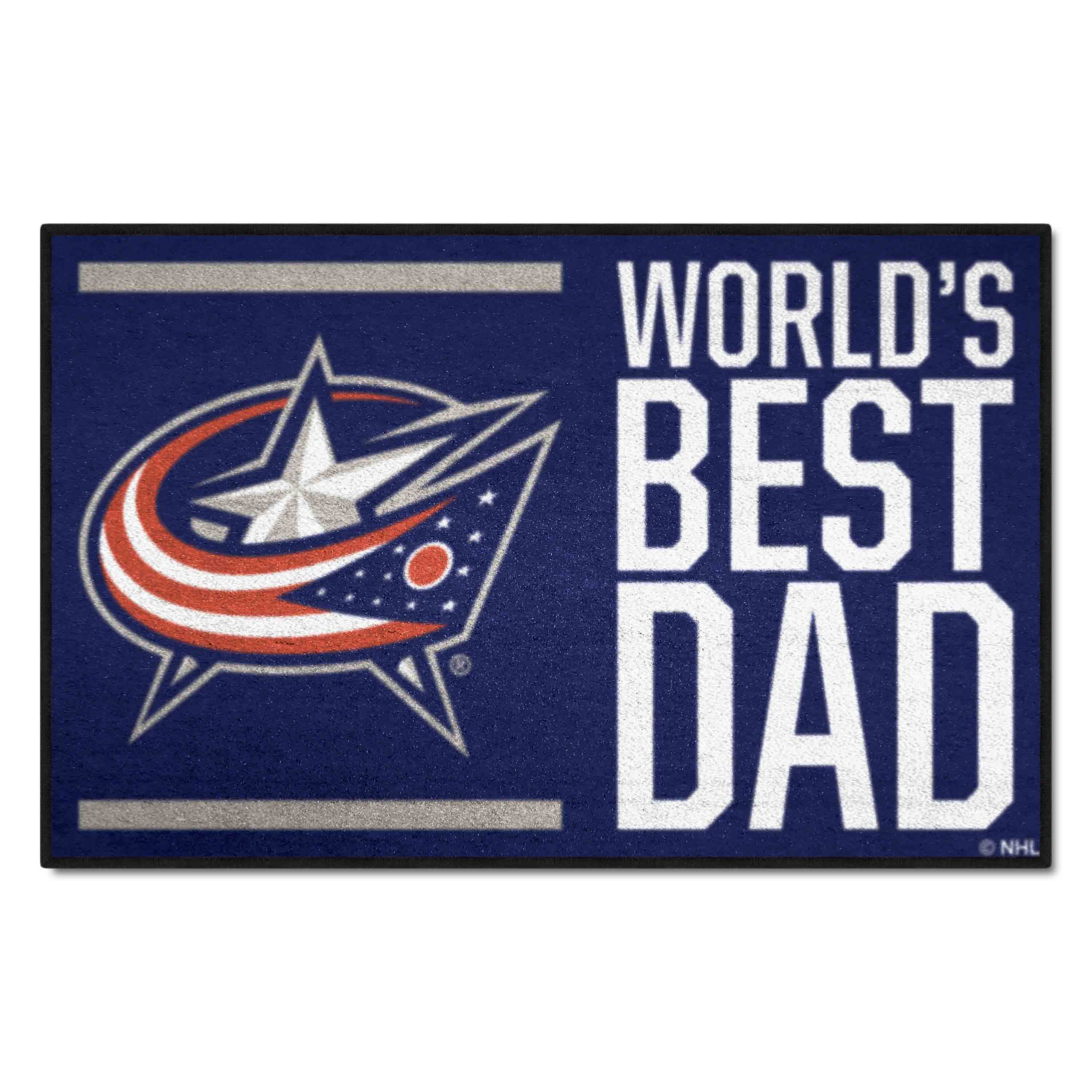 Columbus Blue Jackets Starter Mat Accent Rug - 19in. x 30in. World's Best Dad Starter Mat - Columbus Blue Jackets