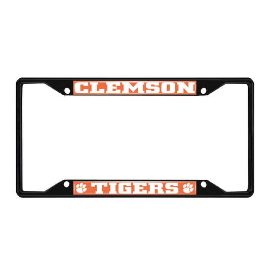 Clemson Tigers Metal License Plate Frame Black Finish - Clemson