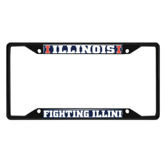 Illinois Illini Metal License Plate Frame Black Finish