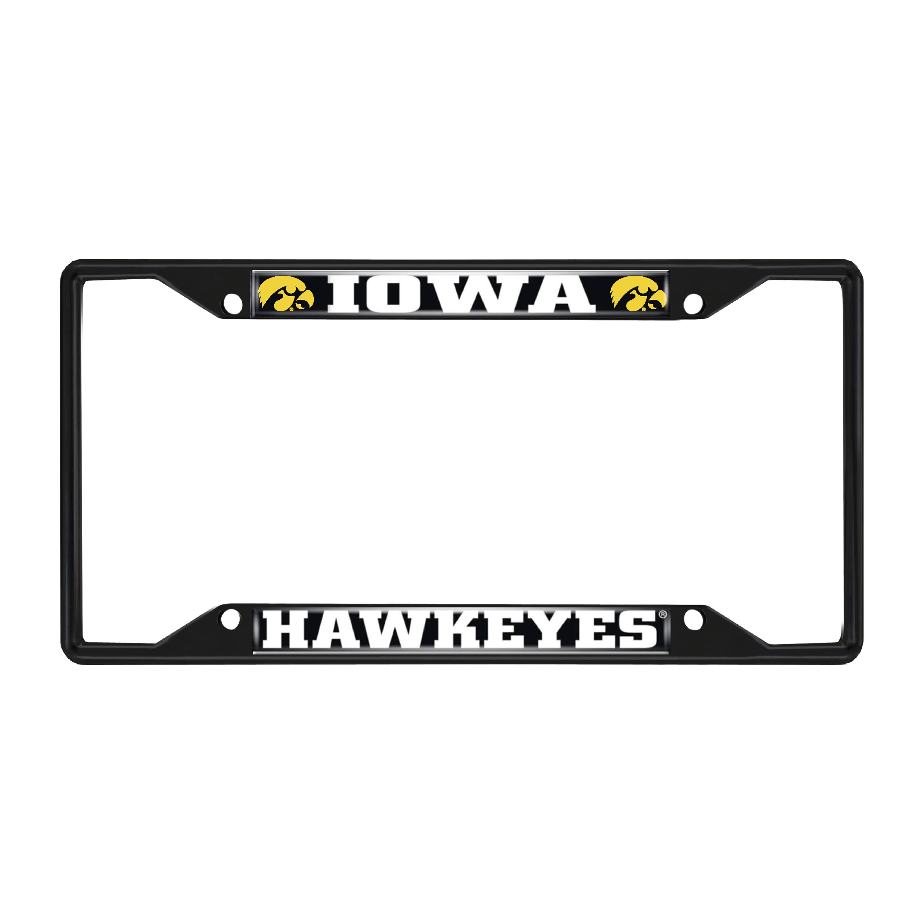 Iowa Hawkeyes Metal License Plate Frame Black Finish