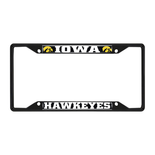 Iowa Hawkeyes Metal License Plate Frame Black Finish