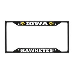 Iowa Hawkeyes Metal License Plate Frame Black Finish