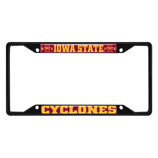 Iowa State Cyclones Metal License Plate Frame Black Finish