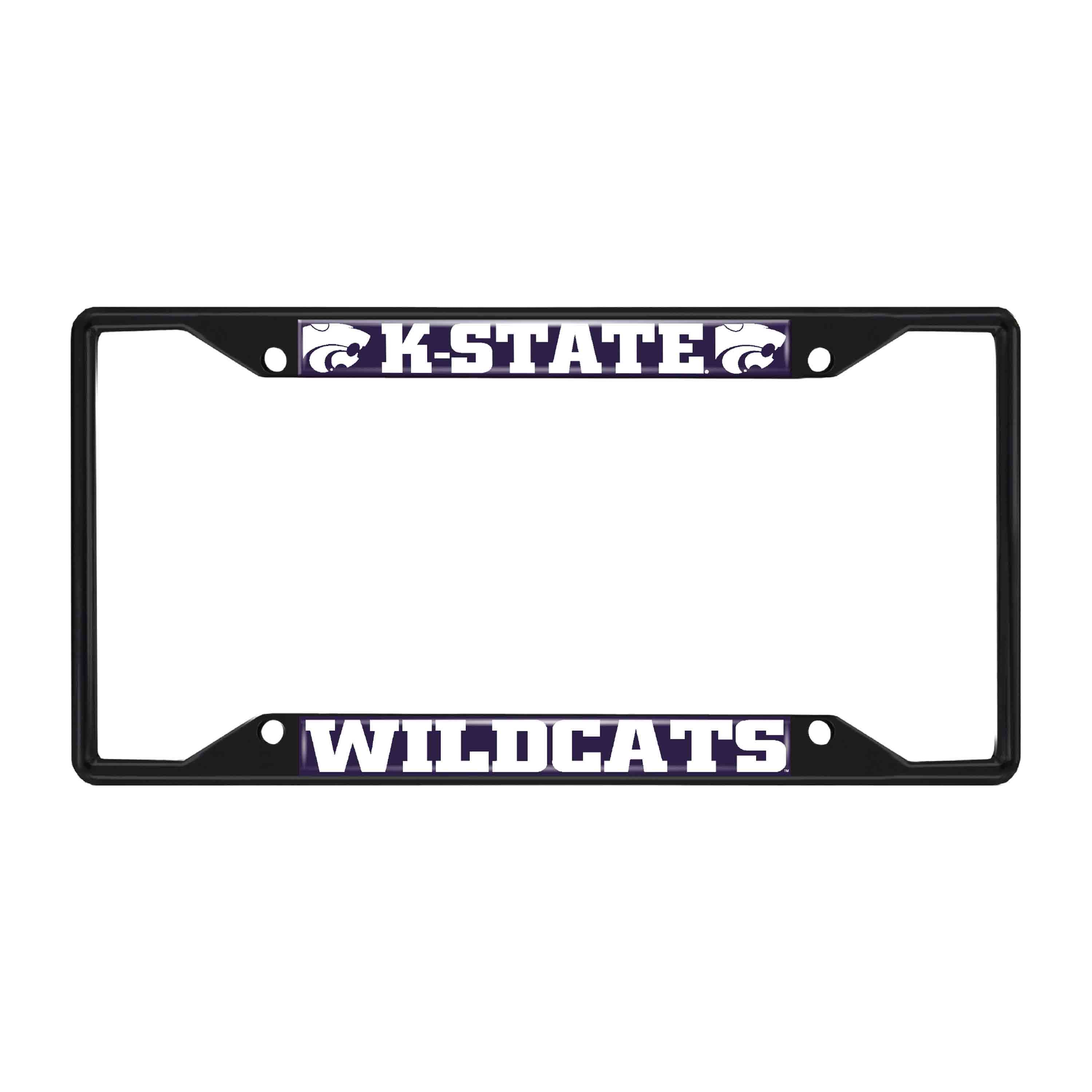 Kansas State Wildcats Metal License Plate Frame Black Finish