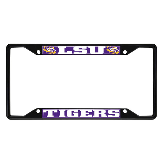 LSU Tigers Metal License Plate Frame Black Finish