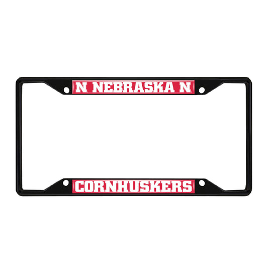 Nebraska Cornhuskers Metal License Plate Frame Black Finish