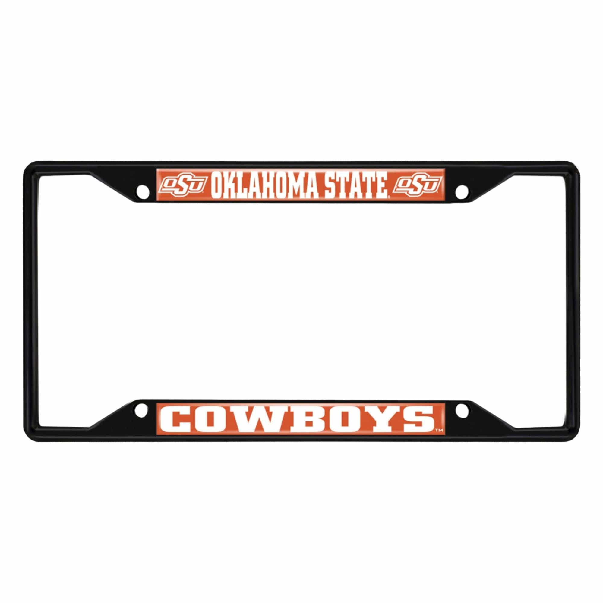 Oklahoma State Cowboys Metal License Plate Frame Black Finish - Oklahoma State