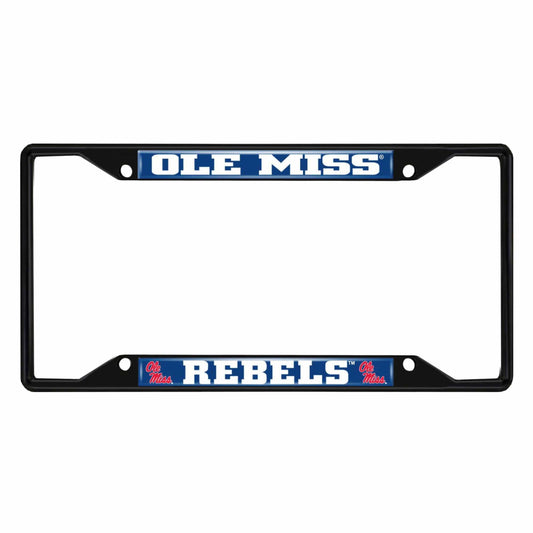 Ole Miss Rebels Metal License Plate Frame Black Finish - Ole Miss