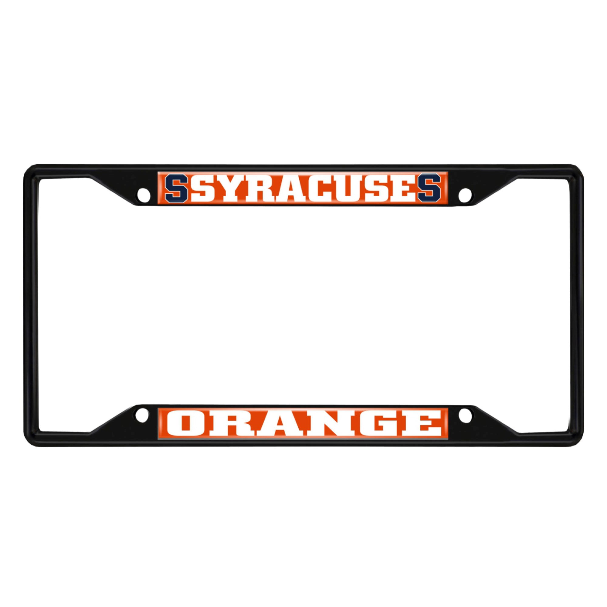 Syracuse Orange Metal License Plate Frame Black Finish