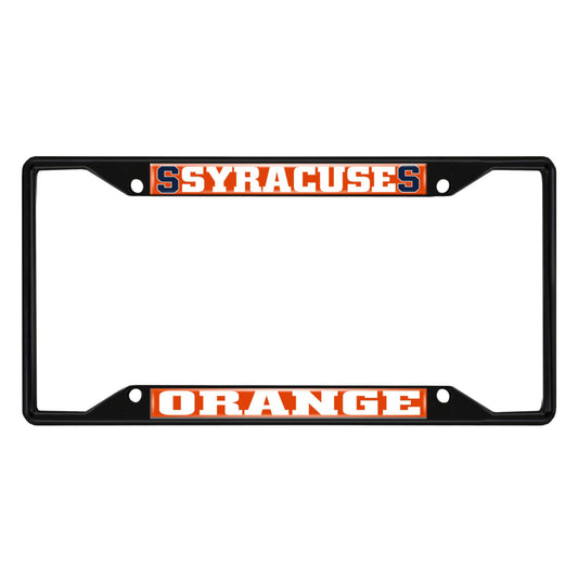 Syracuse Orange Metal License Plate Frame Black Finish