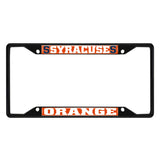 Syracuse Orange Metal License Plate Frame Black Finish