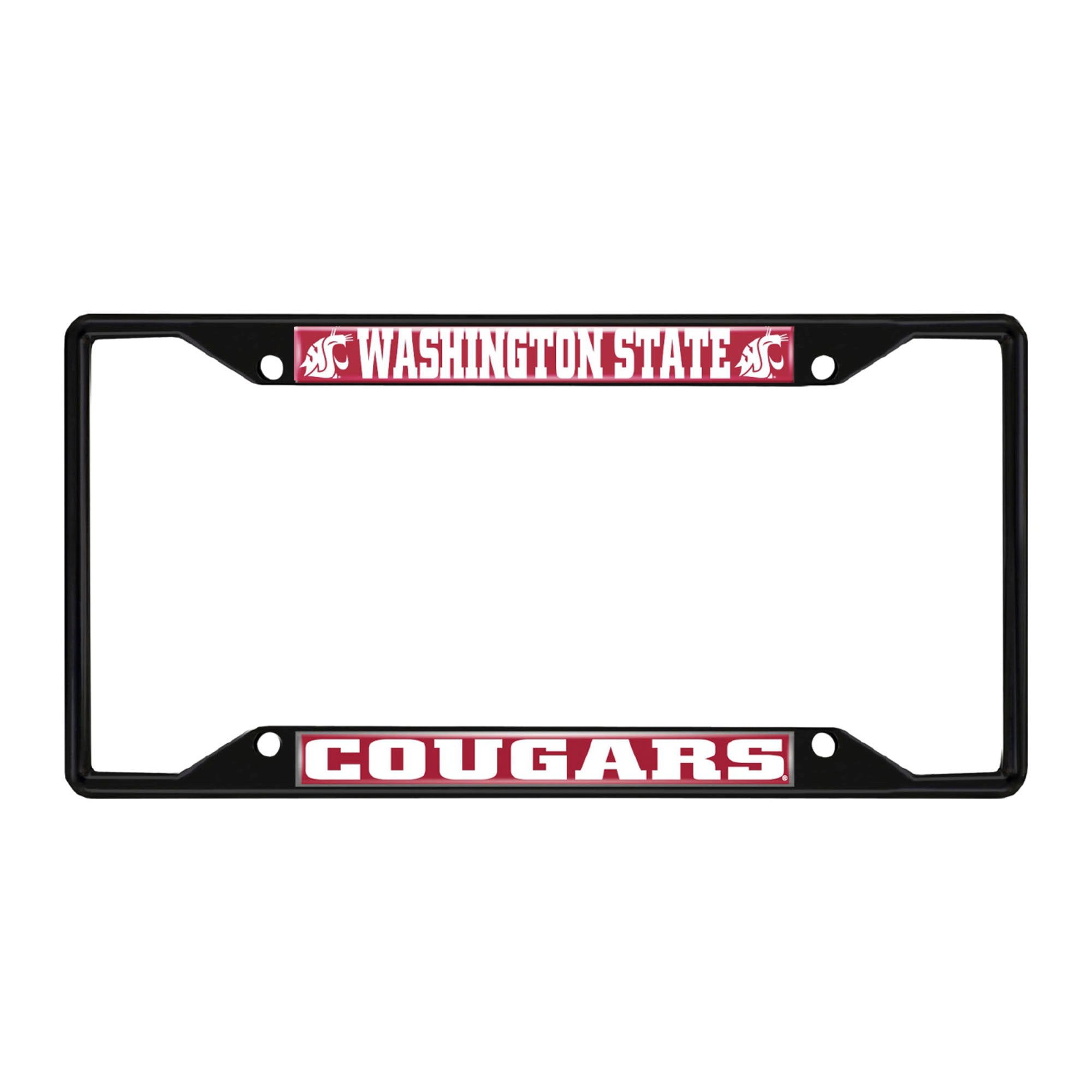 Washington State Cougars Metal License Plate Frame Black Finish