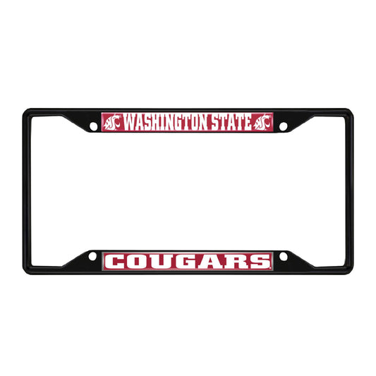 Washington State Cougars Metal License Plate Frame Black Finish