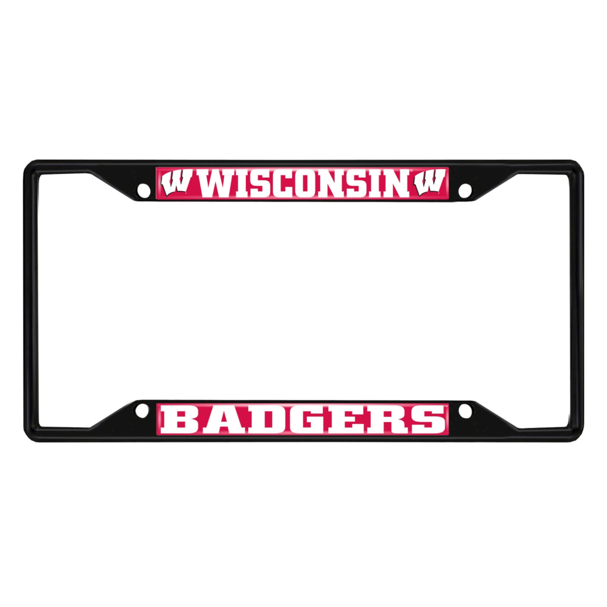 Wisconsin Badgers Metal License Plate Frame Black Finish