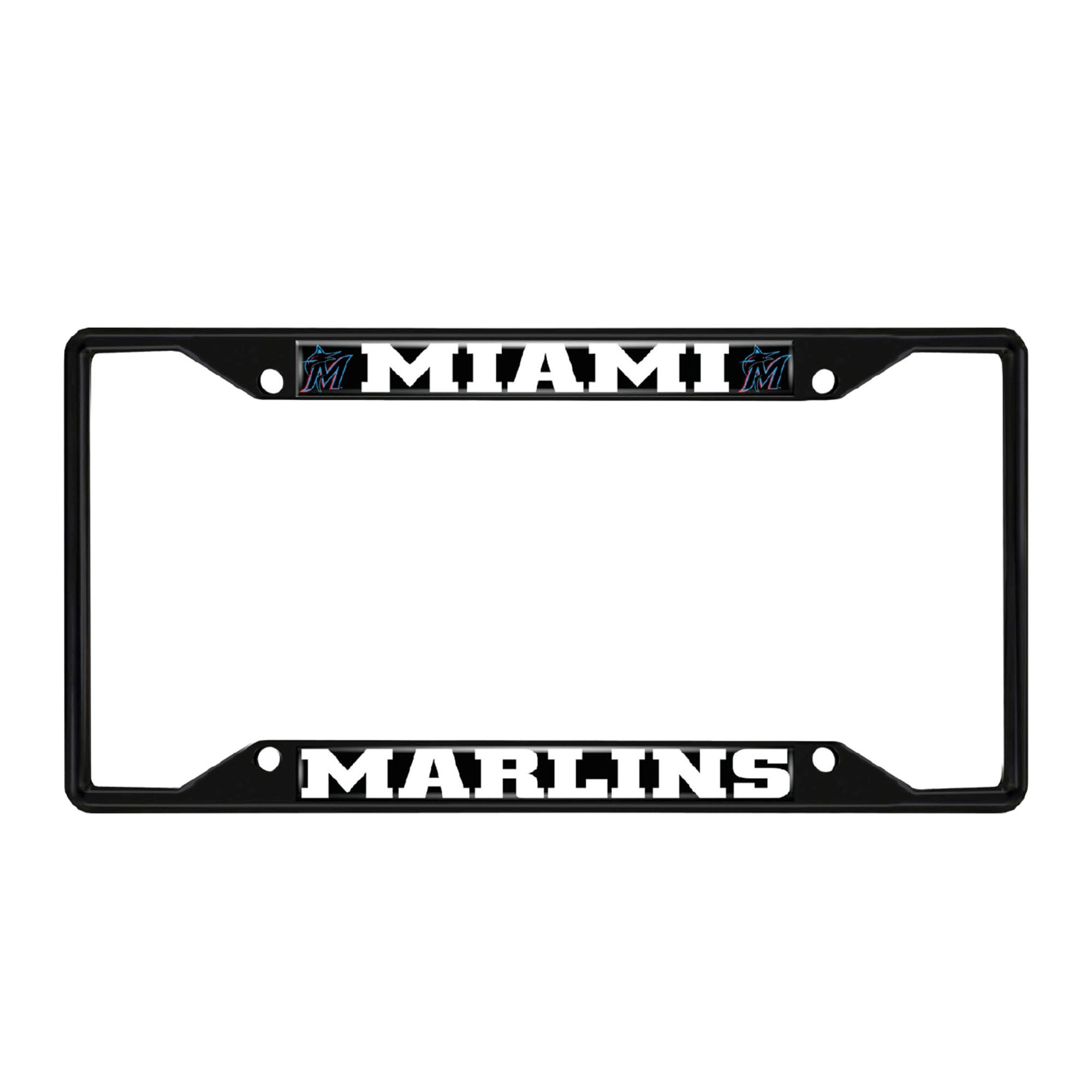 Miami Marlins Metal License Plate Frame Black Finish