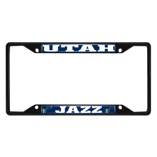 Utah Jazz Metal License Plate Frame Black Finish