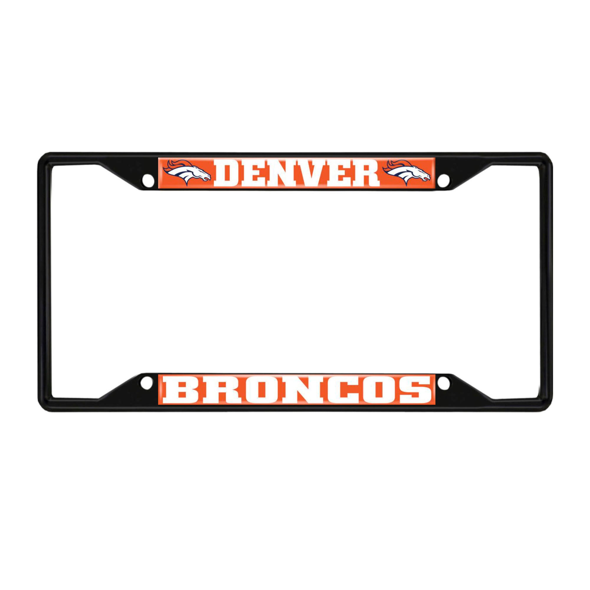 Denver Broncos Metal License Plate Frame Black Finish