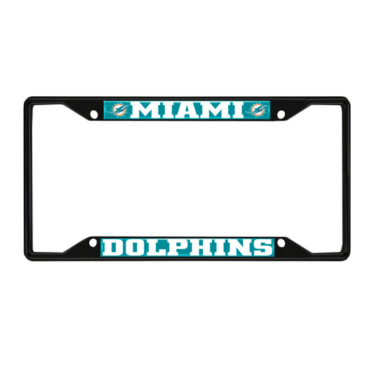 Miami Dolphins Metal License Plate Frame Black Finish