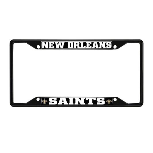 New Orleans Saints Metal License Plate Frame Black Finish