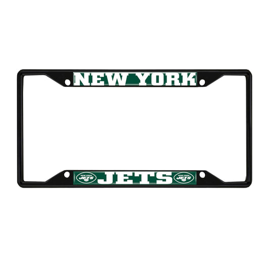 New York Jets Metal License Plate Frame Black Finish