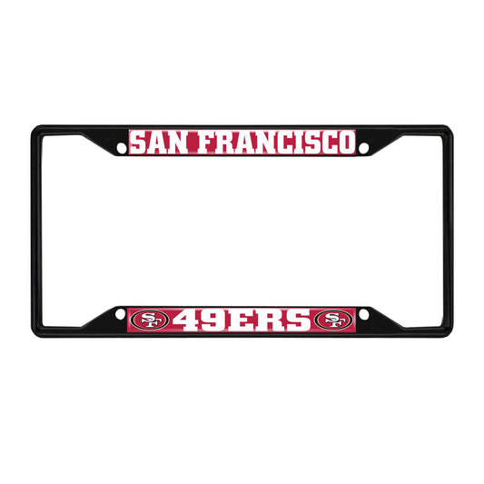 San Francisco 49ers Metal License Plate Frame Black Finish