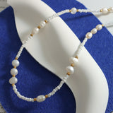 Titanium Steel Glass Bead Pearl Necklace - Flyclothing LLC