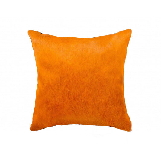 18" Orange Cowhide Throw Pillow - Homeroots