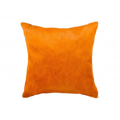 18" Orange Cowhide Throw Pillow - Homeroots