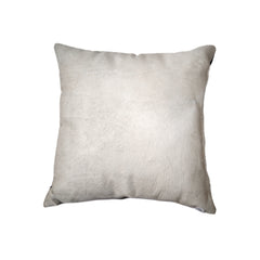 Almohada de piel de vaca color blanco roto de 18" x 18" x 5"