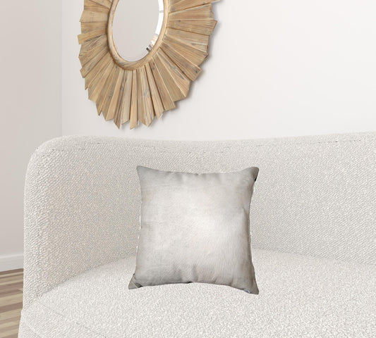 18" X 18" X 5" Off White Cowhide  Pillow