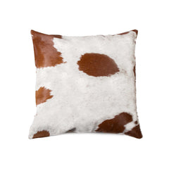 18" Brown and White Cowhide Throw Pillow