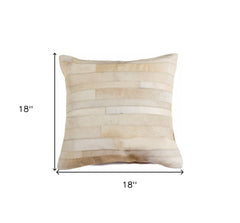 18" Tan Cowhide Throw Pillow - Homeroots