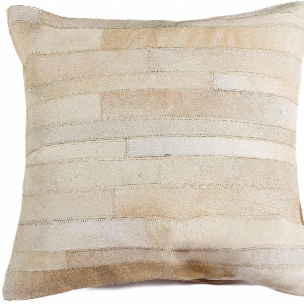 18" Tan Cowhide Throw Pillow - Homeroots