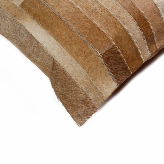 18" Tan Cowhide Throw Pillow - Homeroots