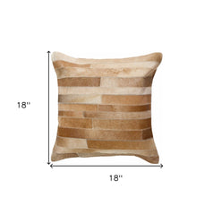 18" Tan Cowhide Throw Pillow - Homeroots